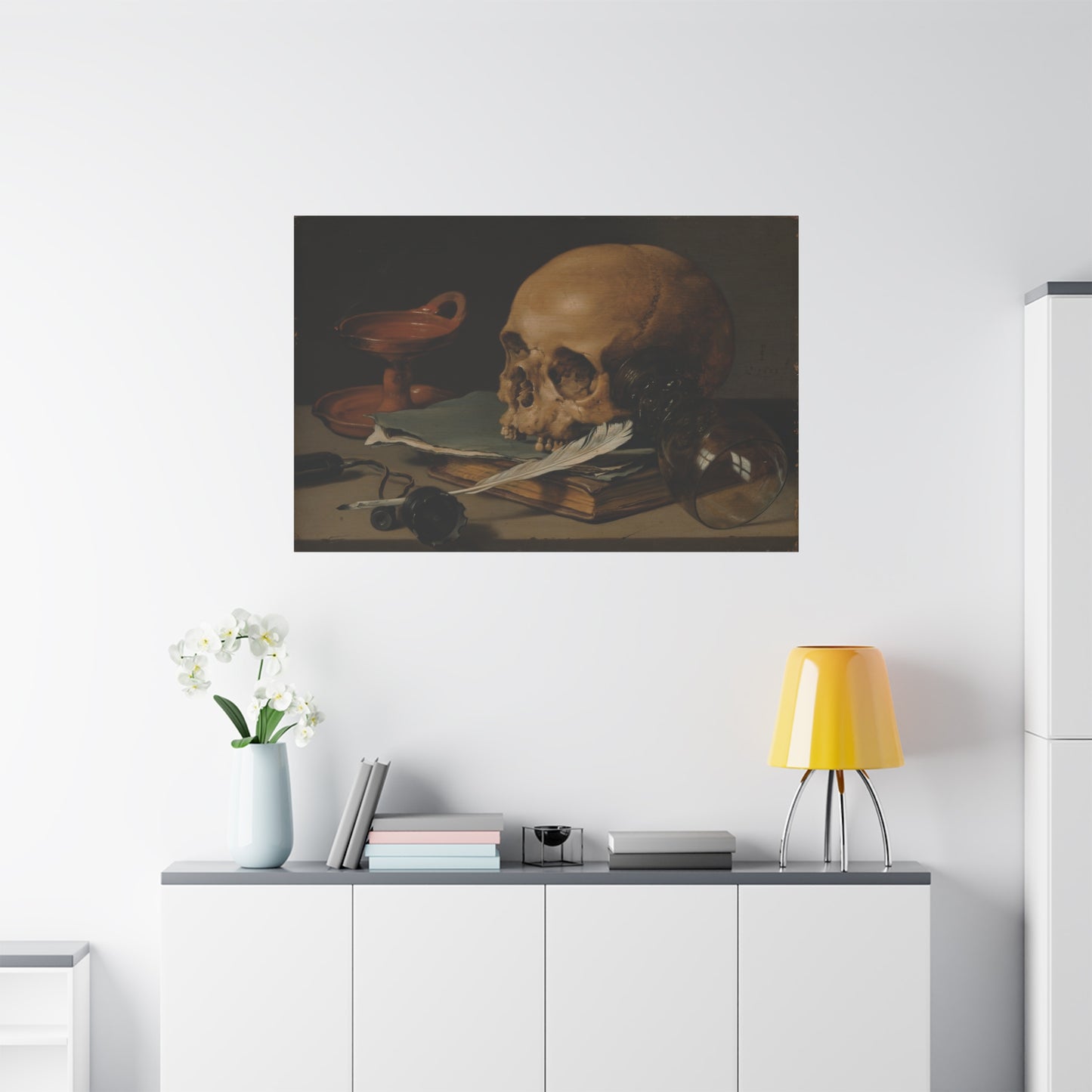 Still Life with a Skull and a Writing Quill, Pieter Claesz (c. 1628)
