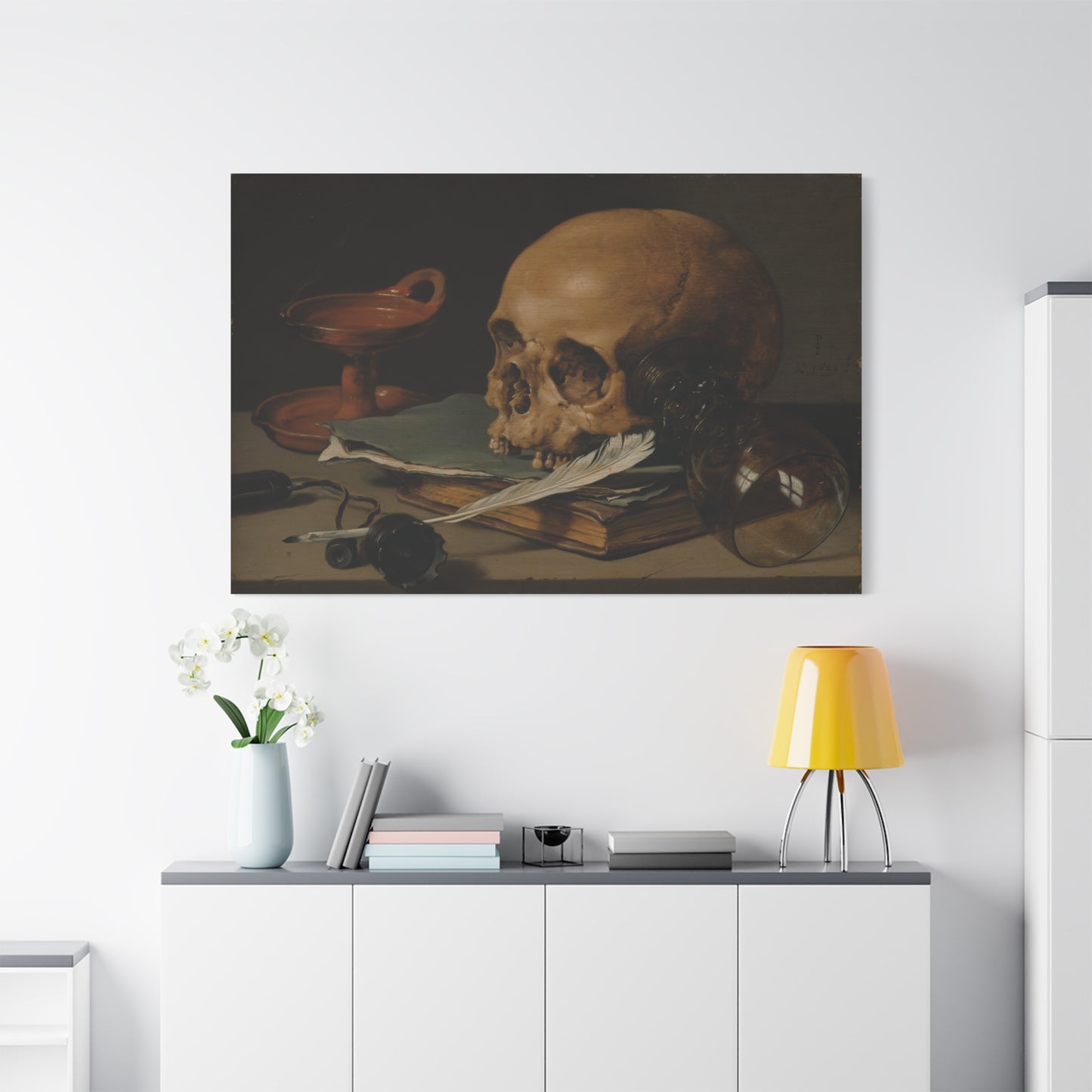Still Life with a Skull and a Writing Quill, Pieter Claesz (c. 1628)