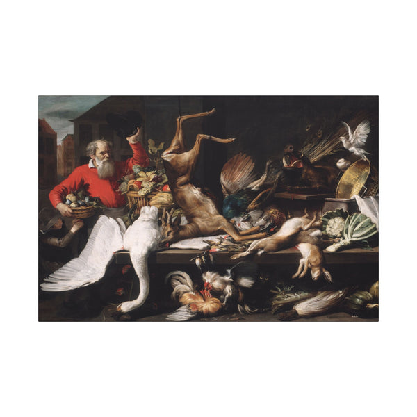 Still Life with Dead Game, Fruits, and Vegetables in a Market, Frans Snyders (1614)