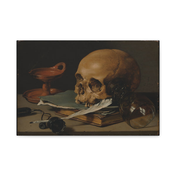 Still Life with a Skull and a Writing Quill, Pieter Claesz (1628)