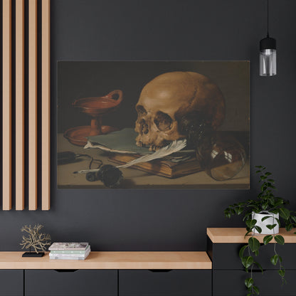 Still Life with a Skull and a Writing Quill, Pieter Claesz (c. 1628)